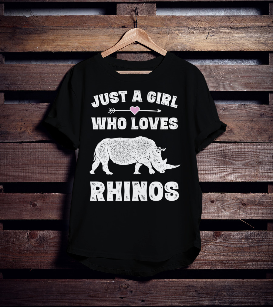 Just A Girl Who Loves Rhinos Retro Vintage Rhinoceros T-Shirt