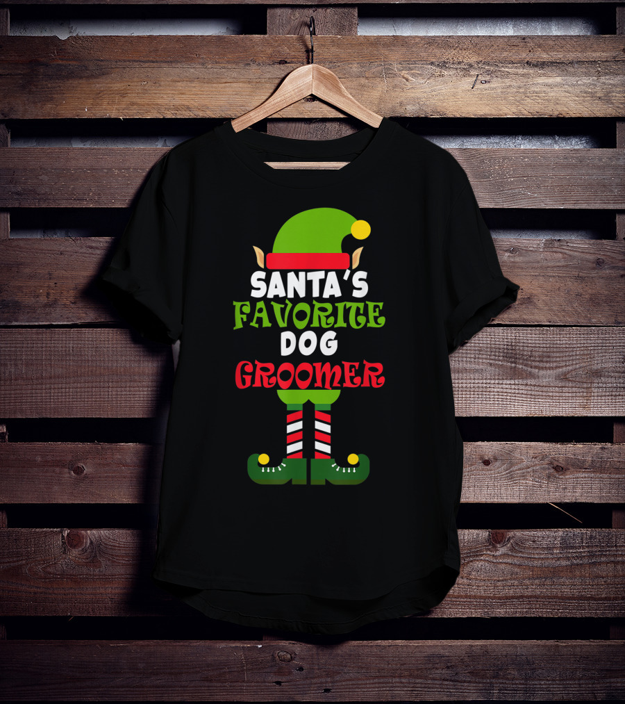 Santa's Favorite Dog Groomer Elf Costume T-Shirt