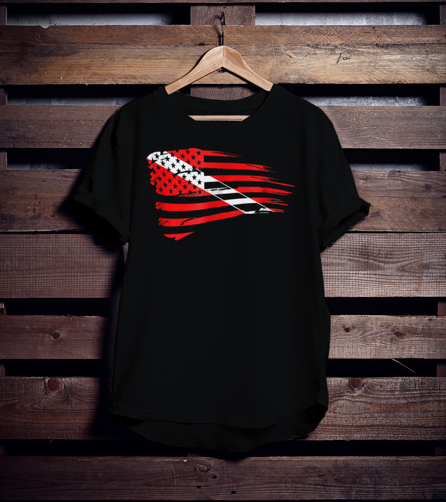 American Flag Scuba Diving Dive Flag Patriotic T-Shirt