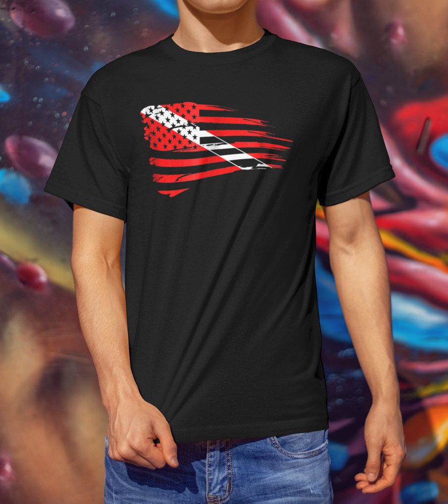 American Flag Scuba Diving Dive Flag Patriotic T-Shirt