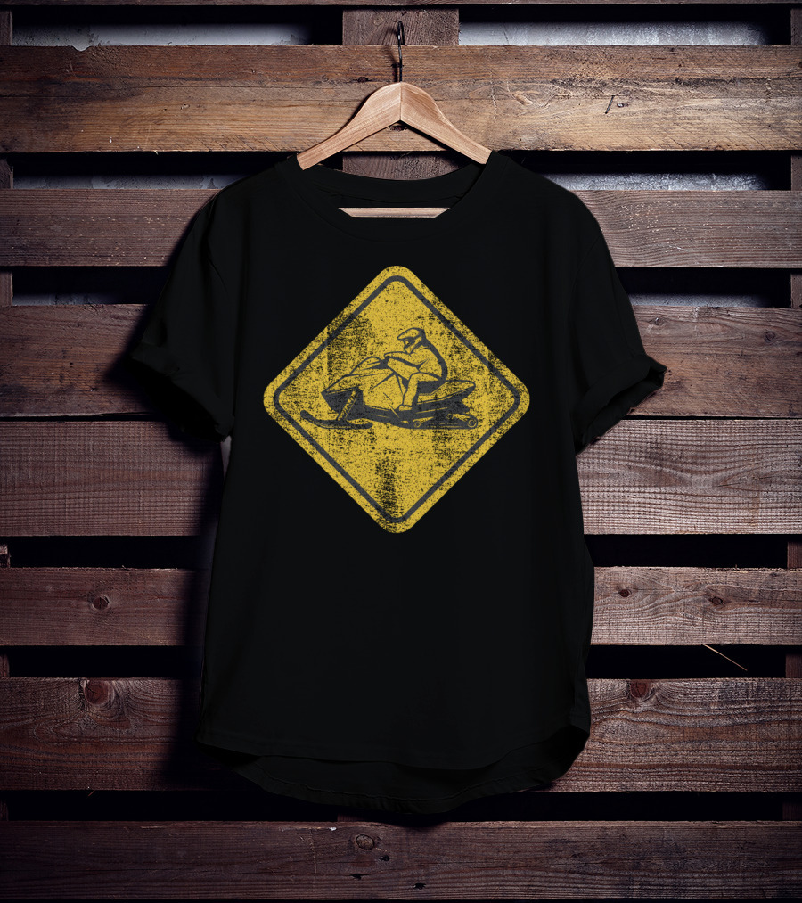 Snowmobile Crossing Yellow Caution Sign T-Shirt