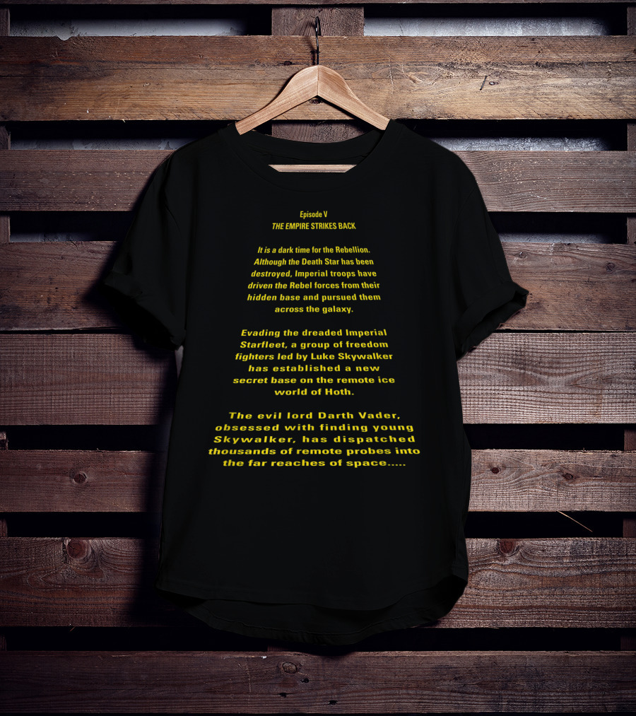 Episode V The Empire Strikes Back Opening Crawl Rebellion Darth Vader Hoth T-Shirt