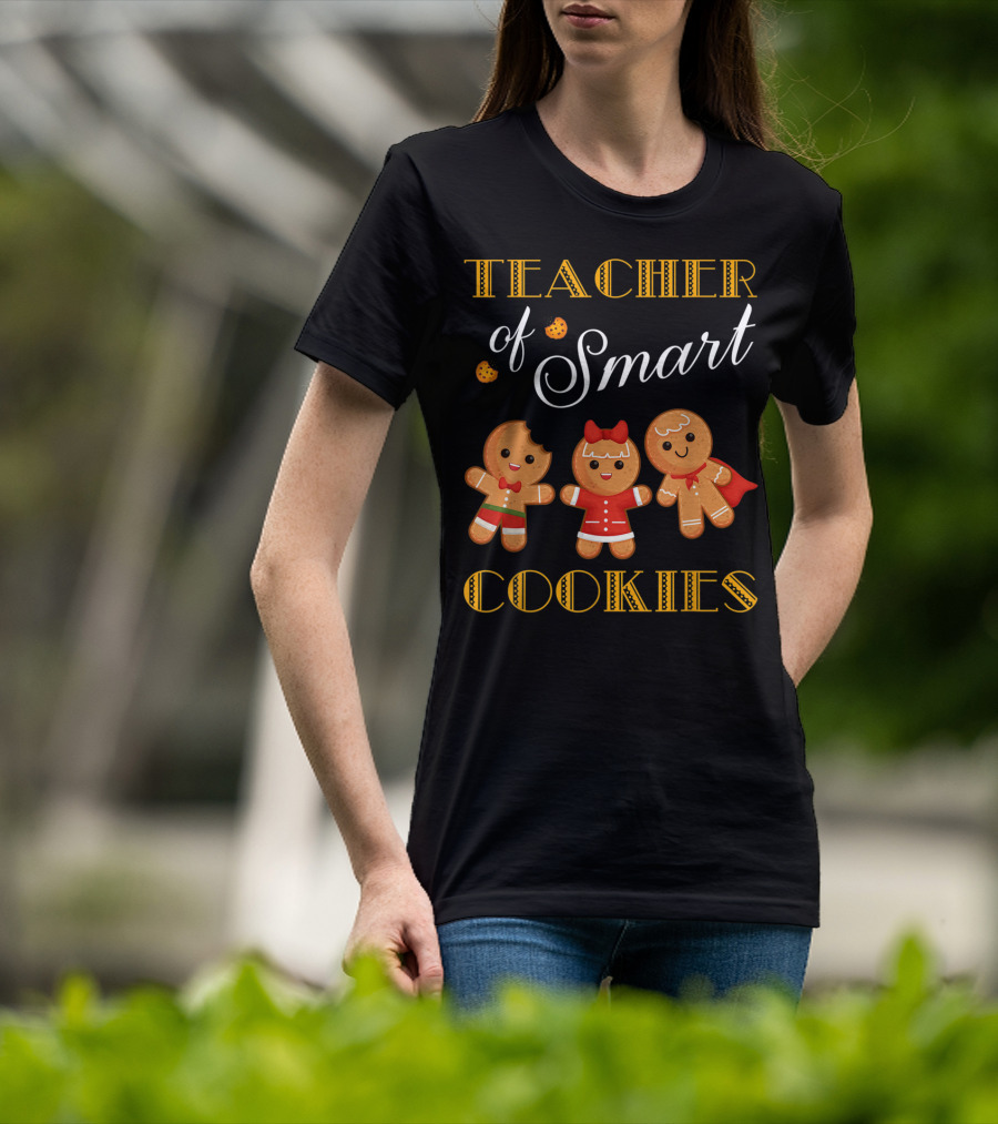 Teacher Of Smart Cookies Christmas Gingerbread Baking Team T-Shirt