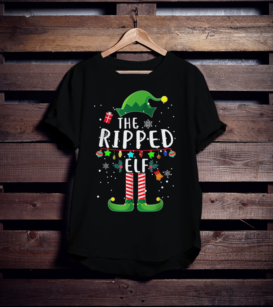 The Ripped Elf Christmas Family Fun Matching T-Shirt