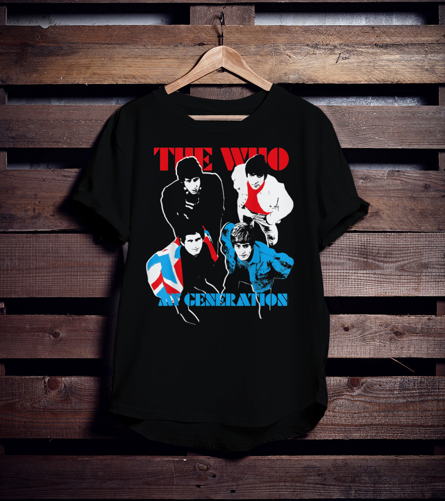 The Who My Generation Band Members With Union Jack Flag T-Shirt