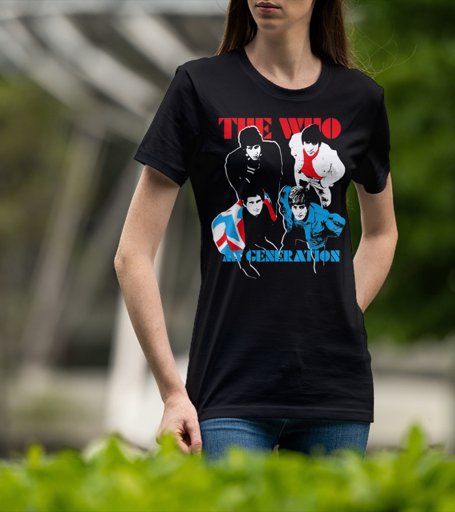 The Who My Generation Band Members With Union Jack Flag T-Shirt