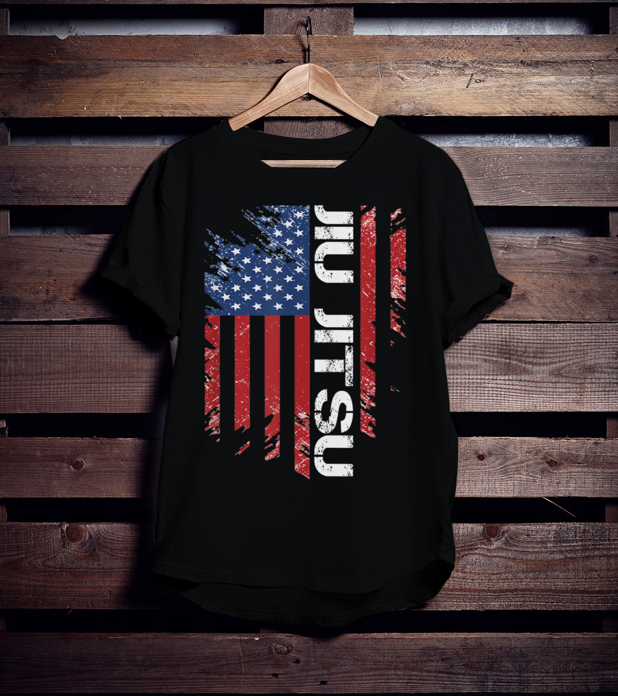 Vintage American USA Flag Jiu Jitsu T-Shirt