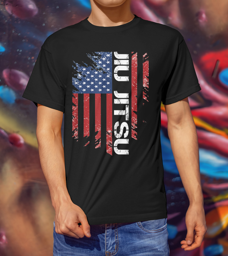 Vintage American USA Flag Jiu Jitsu T-Shirt