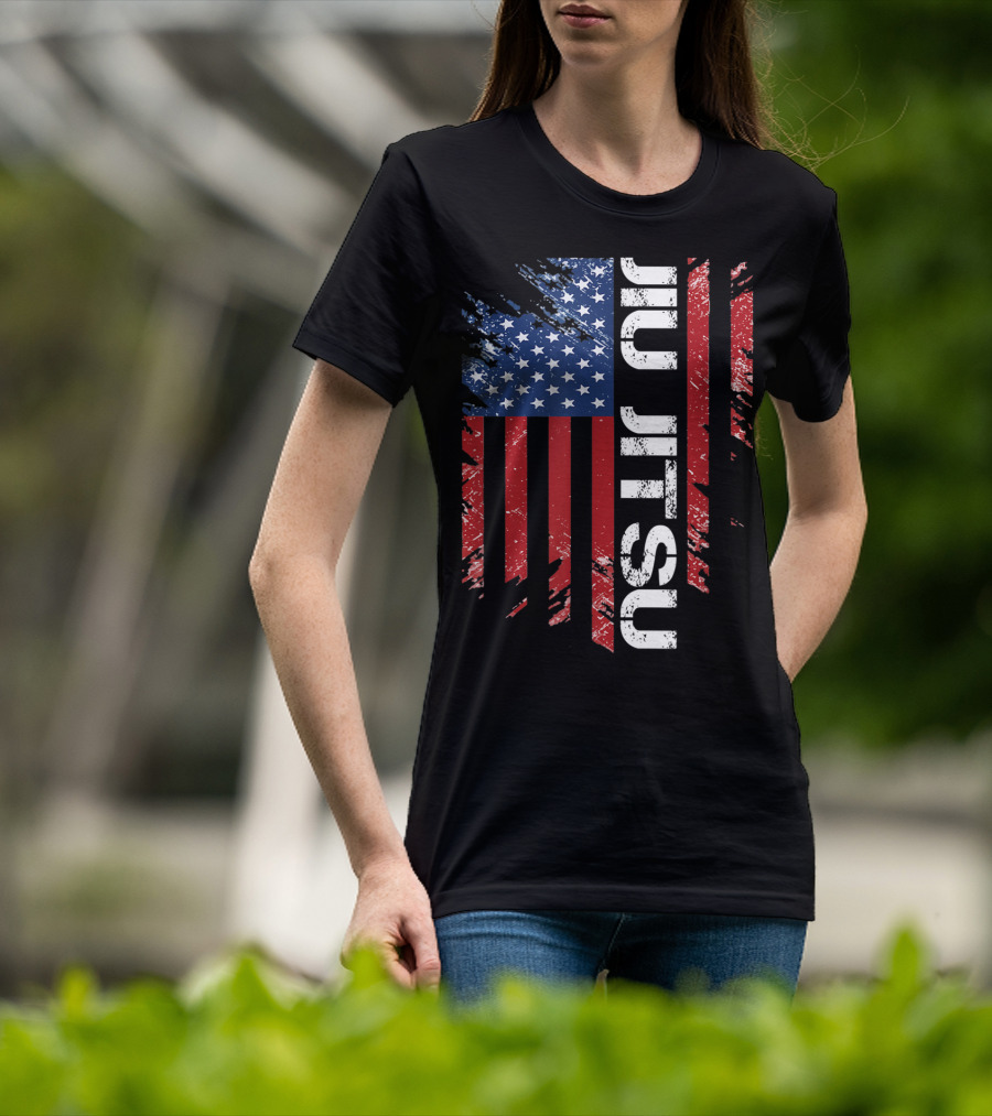 Vintage American USA Flag Jiu Jitsu T-Shirt