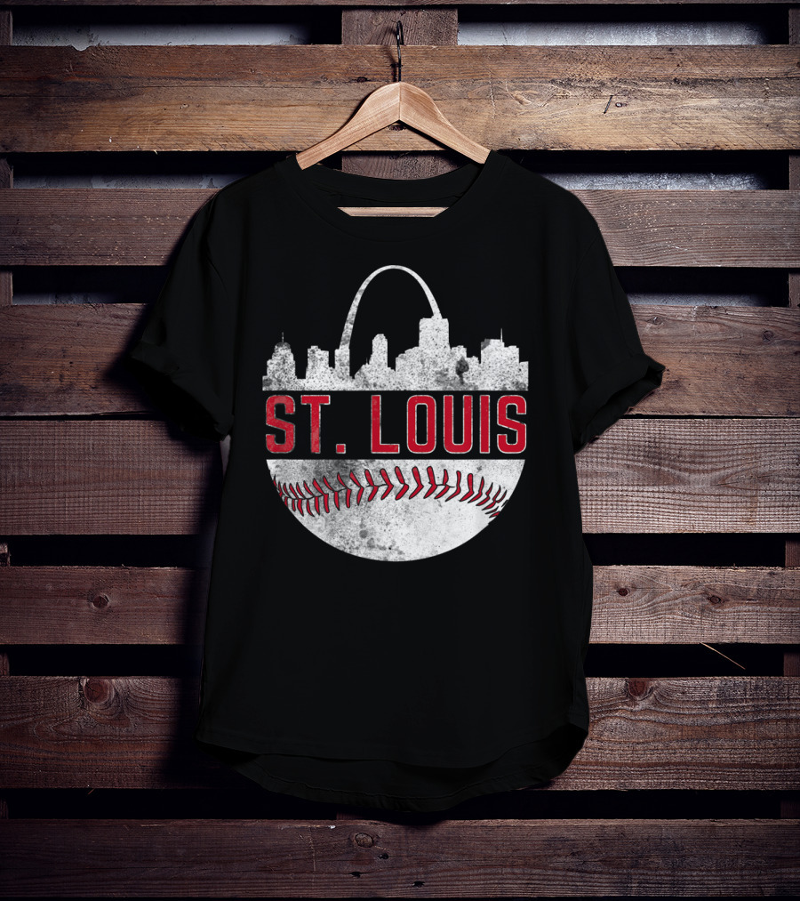 St. Louis Vintage Skyline Baseball Fan T-Shirt