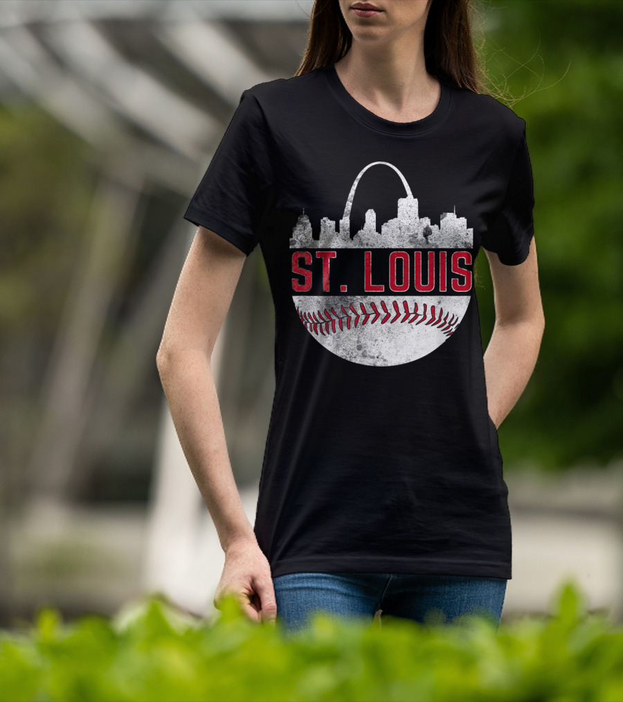 St. Louis Vintage Skyline Baseball Fan T-Shirt