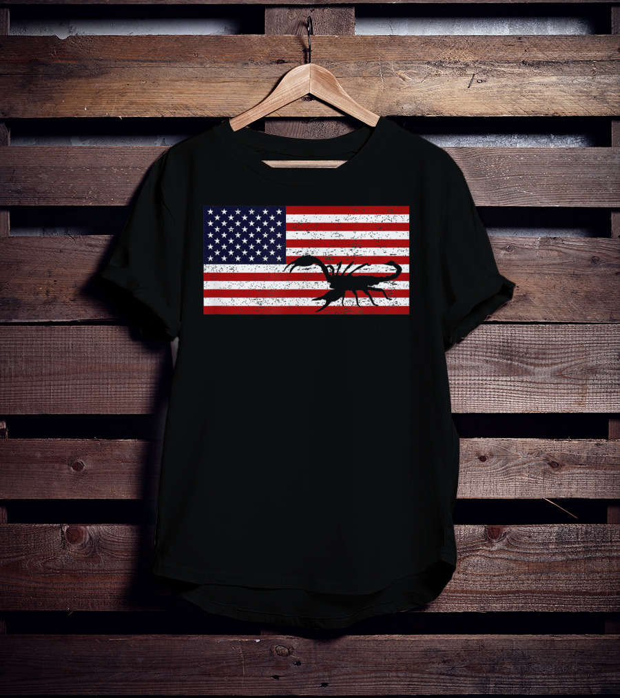 Vintage Distressed American Flag Scorpion T-Shirt