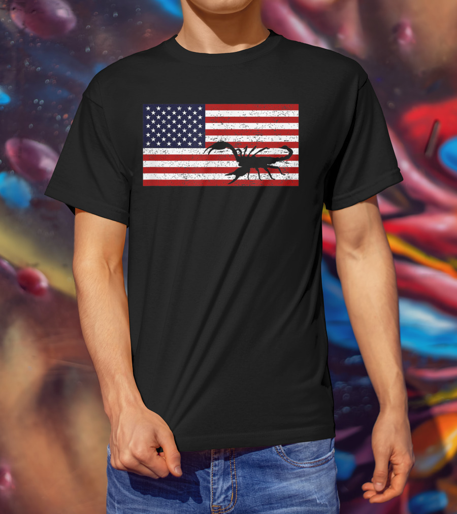 Vintage Distressed American Flag Scorpion T-Shirt