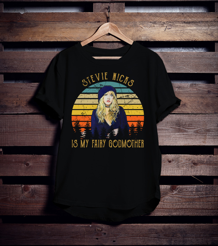 Stevie Nicks Is My Fairy Godmother Vintage Retro Sunset T-Shirt