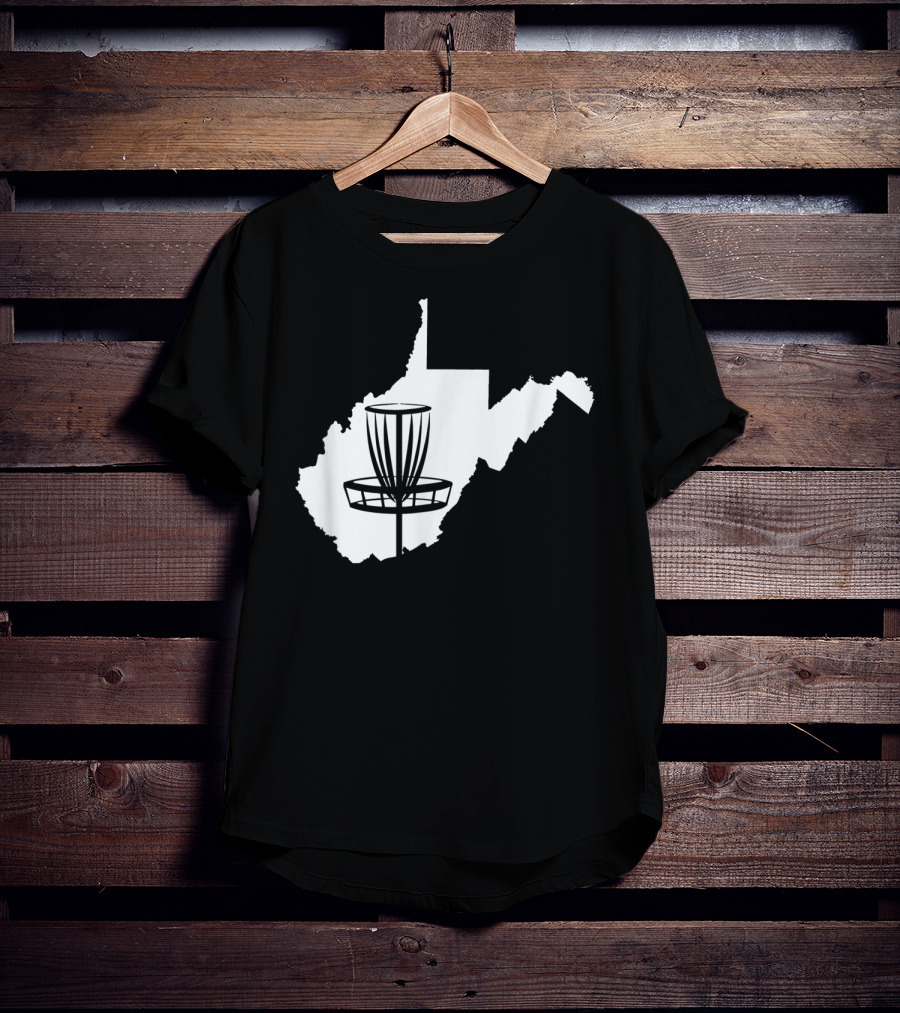 West Virginia Disc Golf State Map Basket T-Shirt