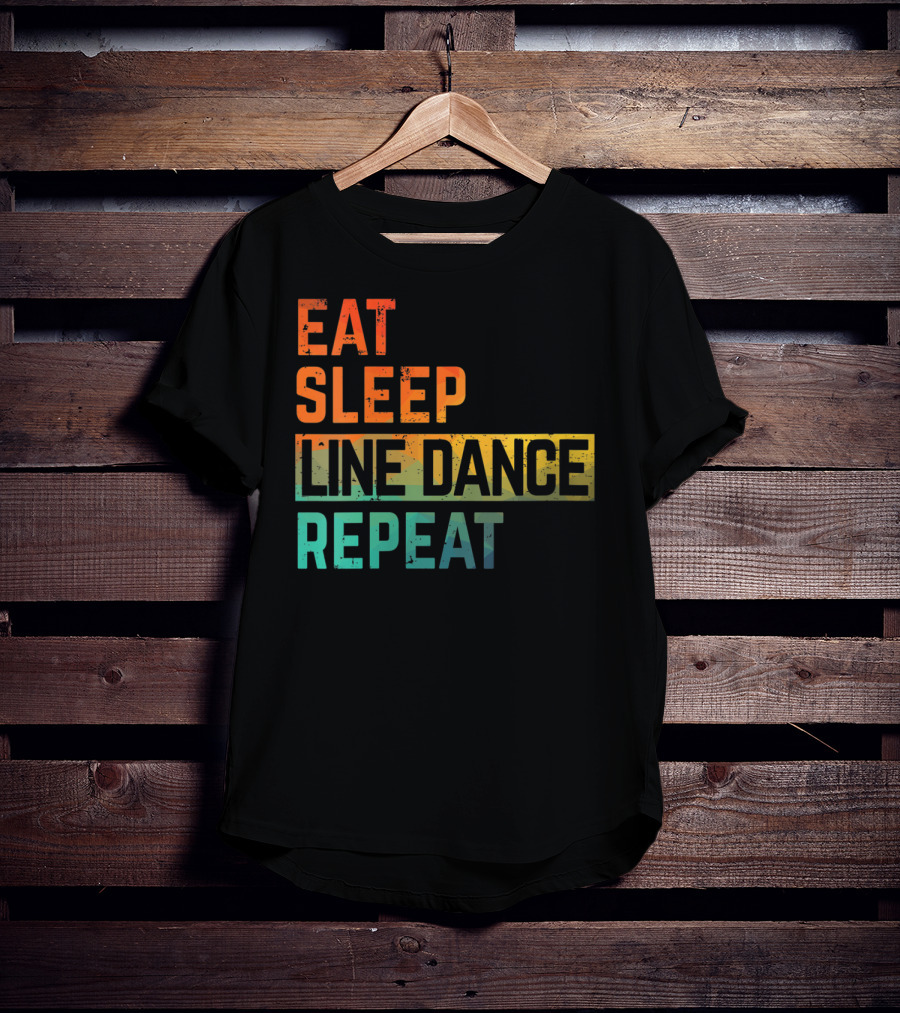 Eat Sleep Line Dance Repeat Watercolor T-Shirt