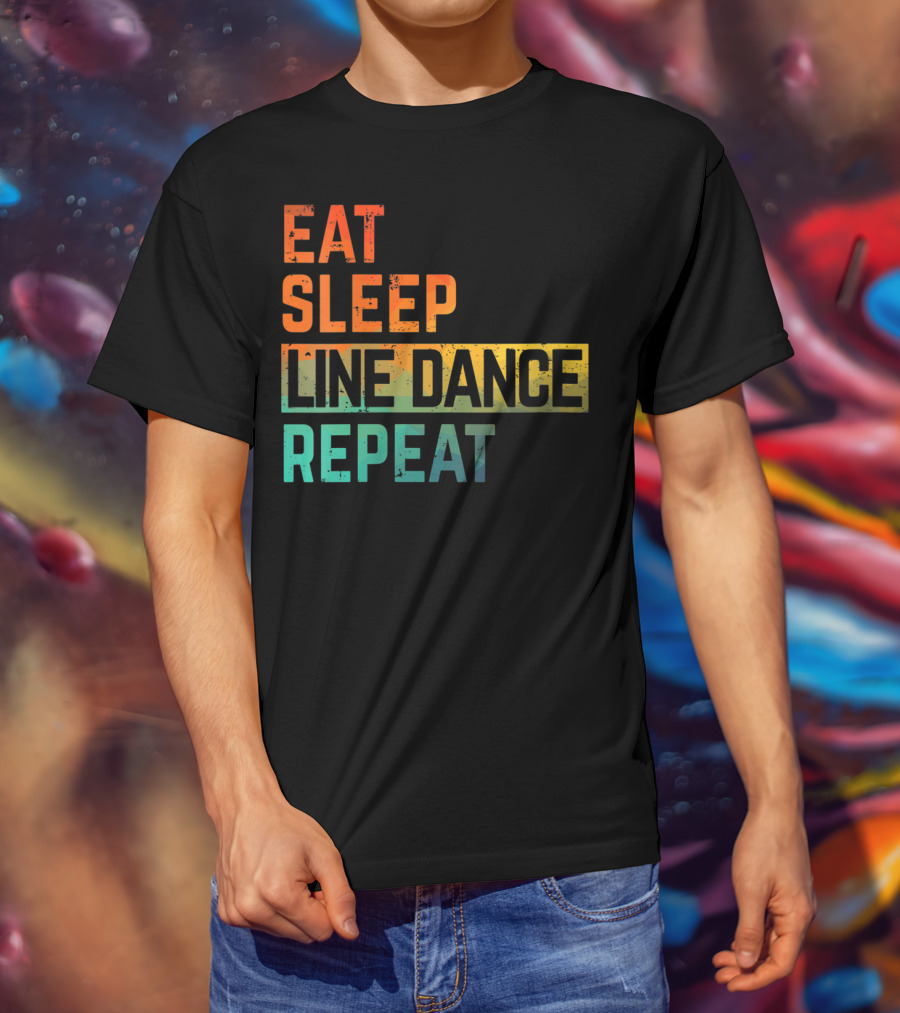 Eat Sleep Line Dance Repeat Watercolor T-Shirt