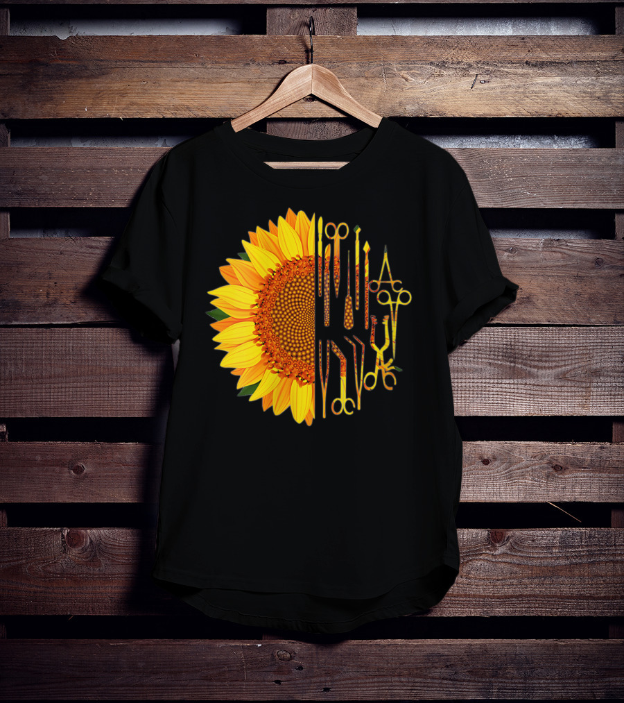 Scrub Tech Surgeon Surgical Instruments Sunflower Hybrid T-Shirt