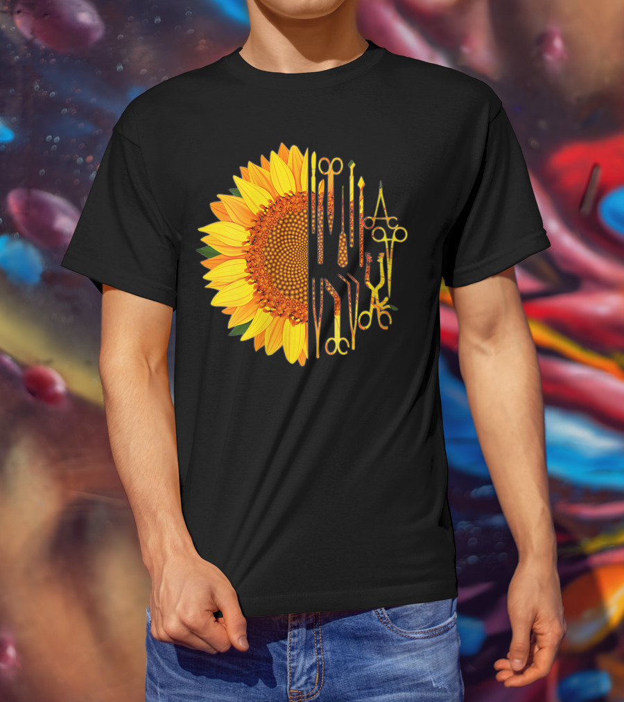 Scrub Tech Surgeon Surgical Instruments Sunflower Hybrid T-Shirt