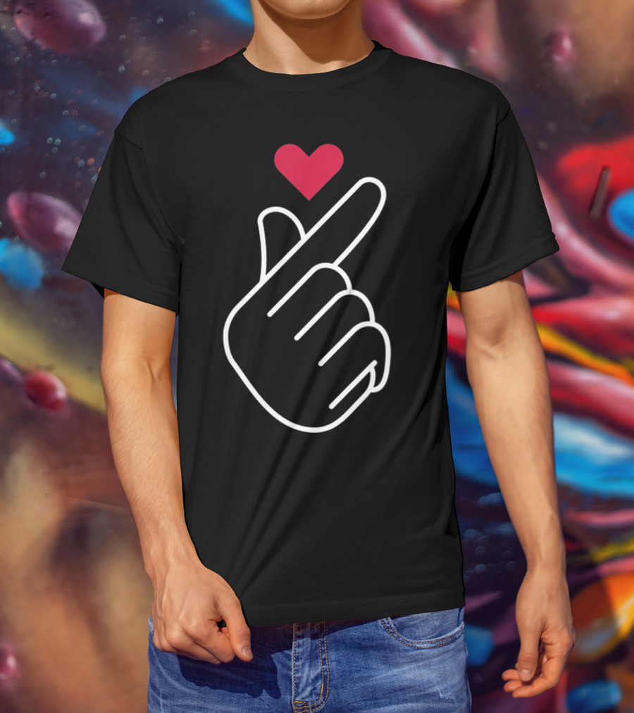 South Korea Finger Heart Gesture With Red Iconic T-Shirt