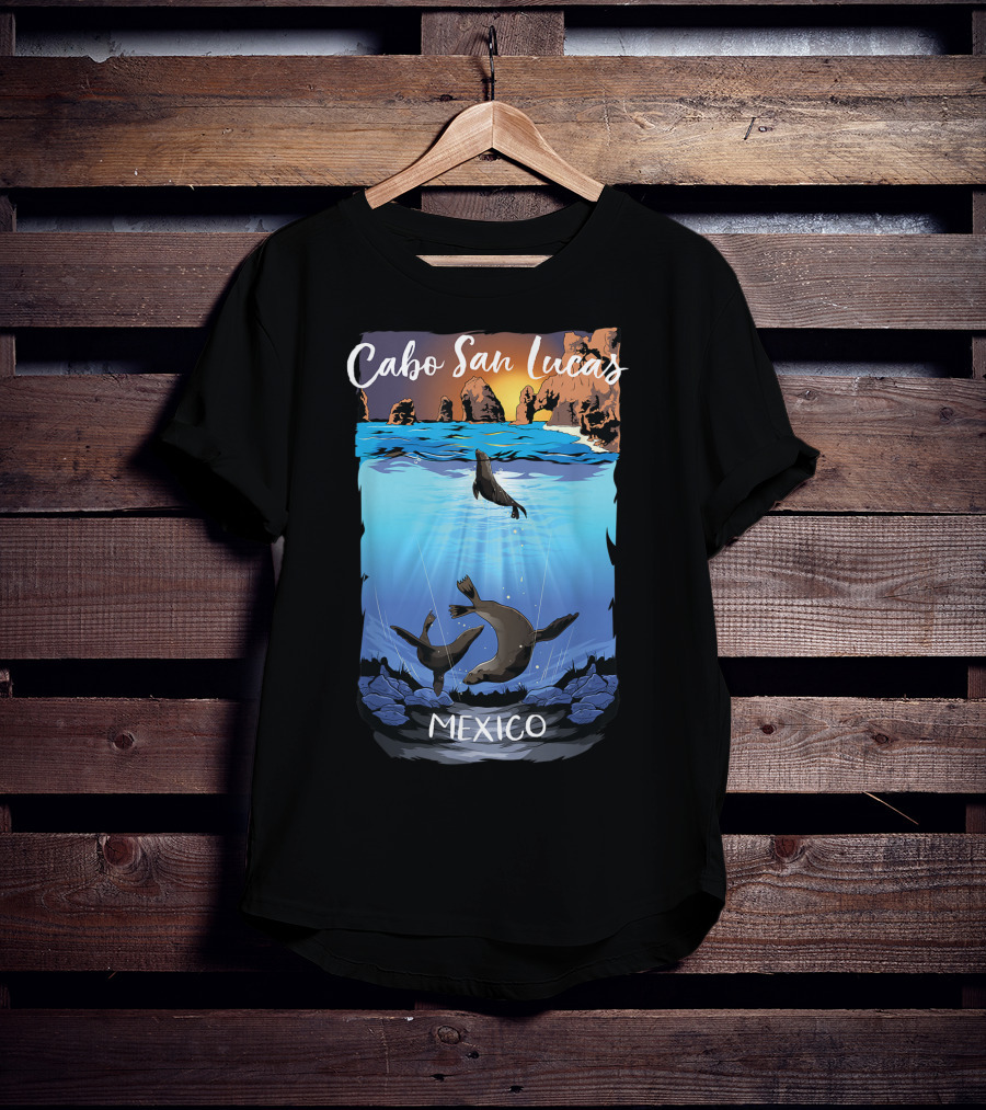 Cabo San Lucas Mexico Seals Ocean Rocks T-Shirt