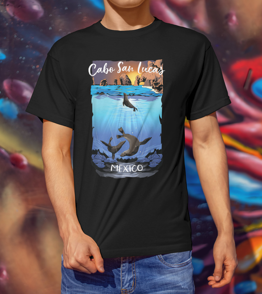 Cabo San Lucas Mexico Seals Ocean Rocks T-Shirt