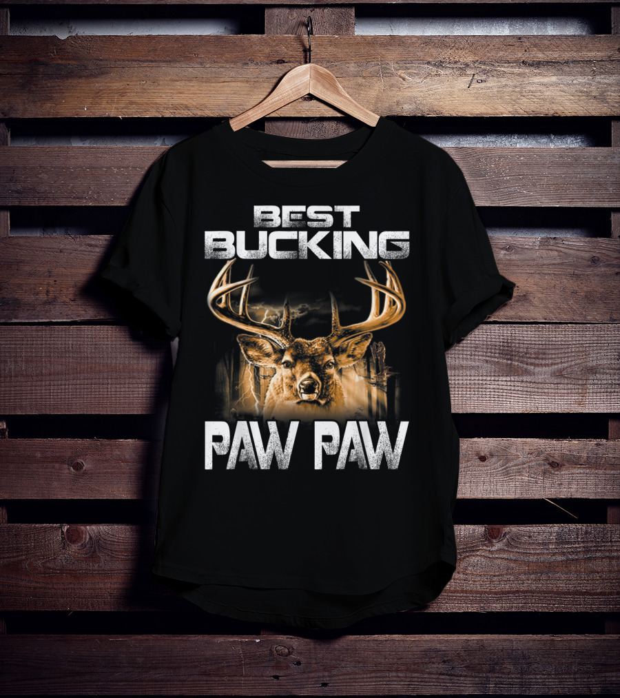 Best Bucking Paw Paw Funny Hunting Father's Deer Head Antlers T-Shirt