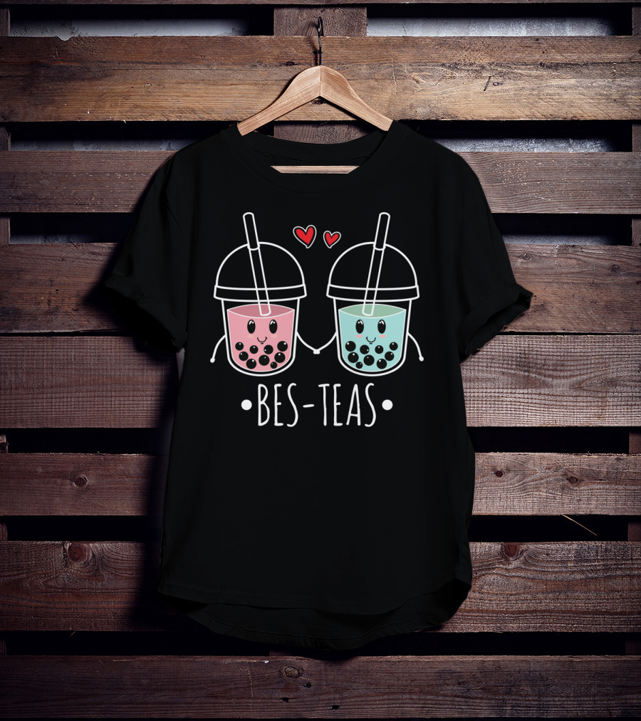 Besteas Bubble Tea Cute Boba Milk Lover With Hearts T-Shirt