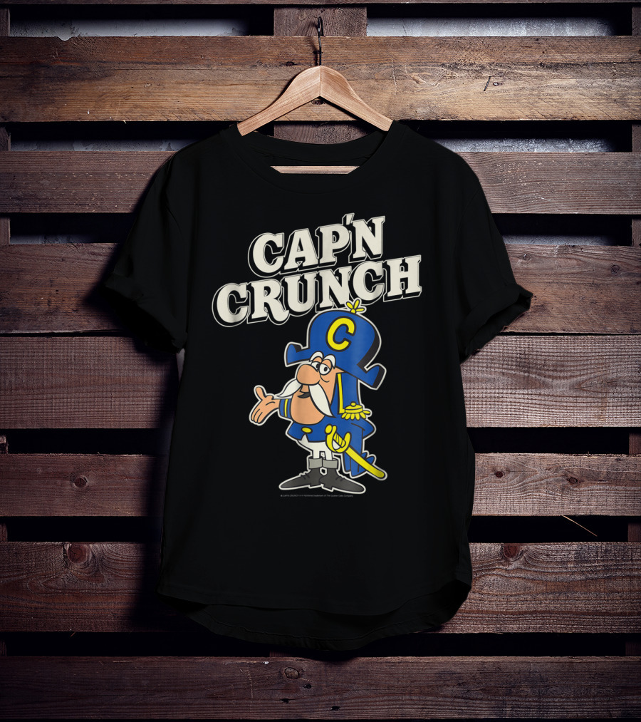 Cap'n Crunch Cap'n Blue Hat Yellow Accents Classic Cereal Character T-Shirt