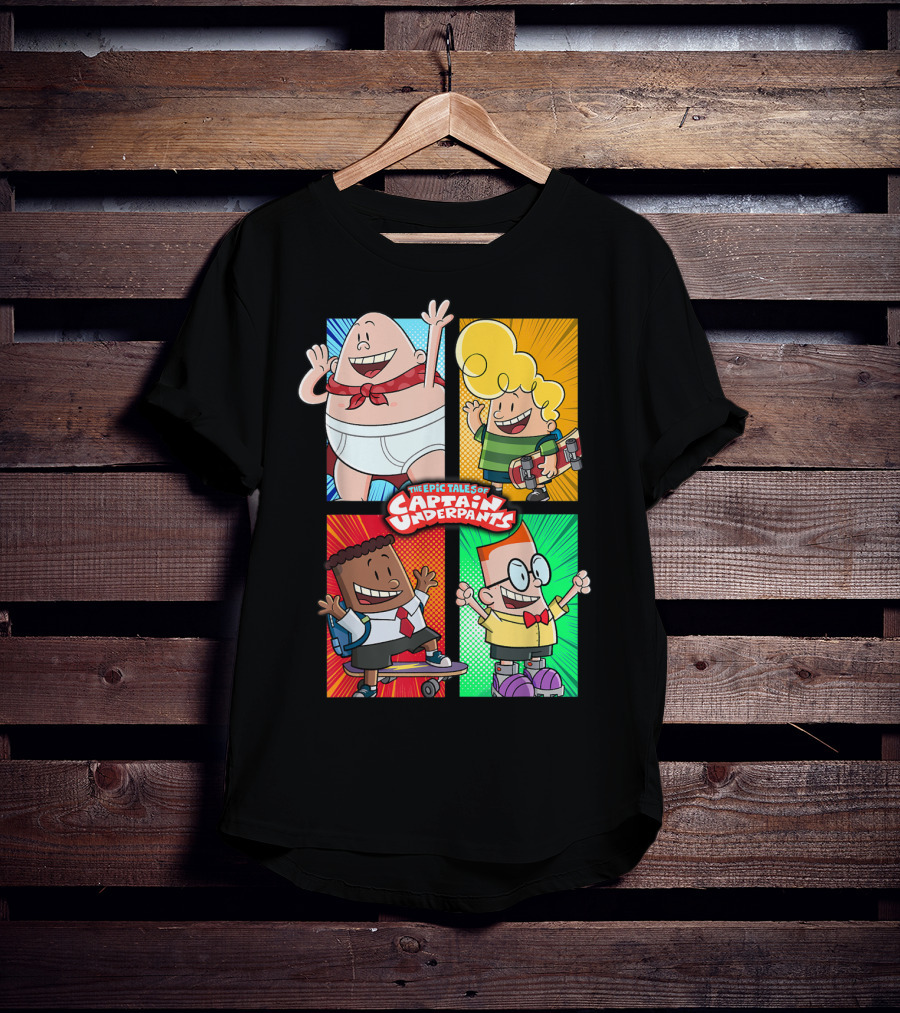 The Epic Tales Of Captain Underpants Cartoon Characters Quartet T-Shirt