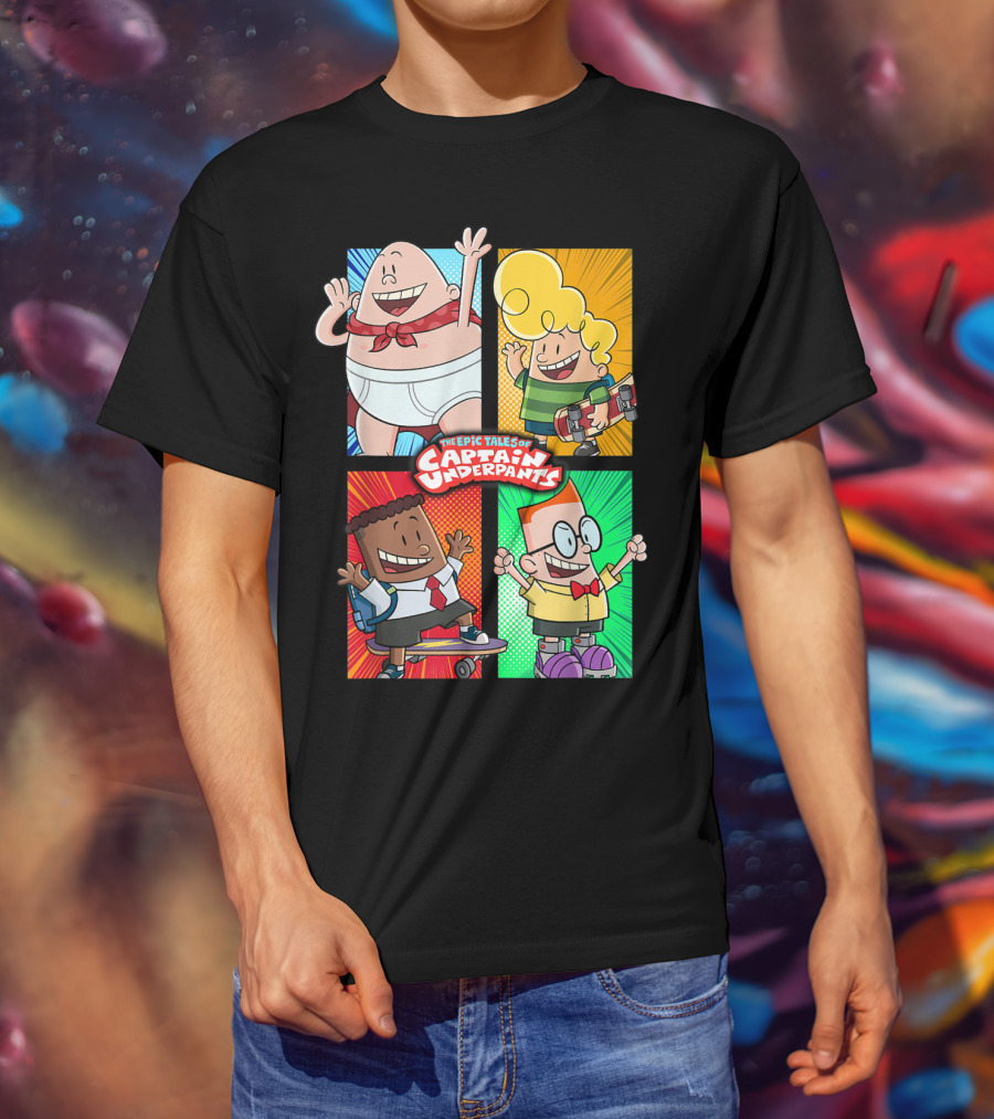 The Epic Tales Of Captain Underpants Cartoon Characters Quartet T-Shirt