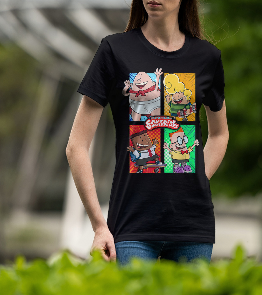 The Epic Tales Of Captain Underpants Cartoon Characters Quartet T-Shirt