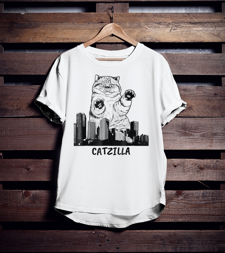 Catzilla Kitty Cat Pop Culture Cityscape Monster Kitty T-Shirt