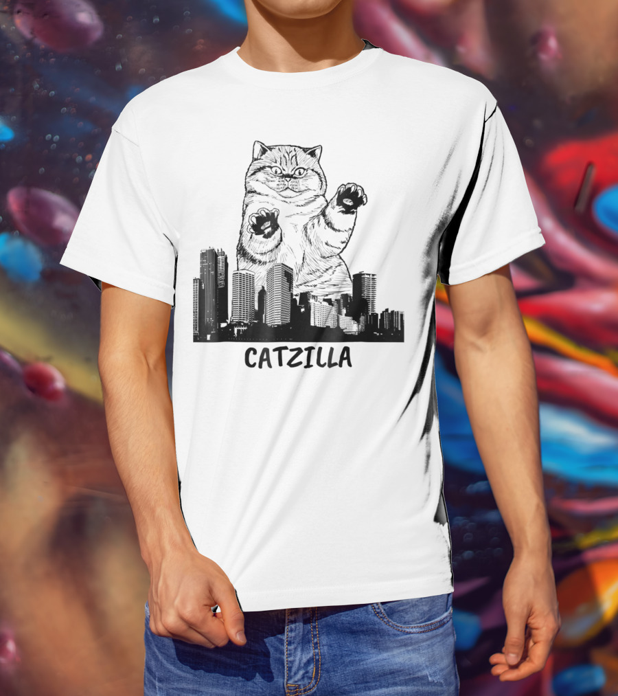 Catzilla Kitty Cat Pop Culture Cityscape Monster Kitty T-Shirt