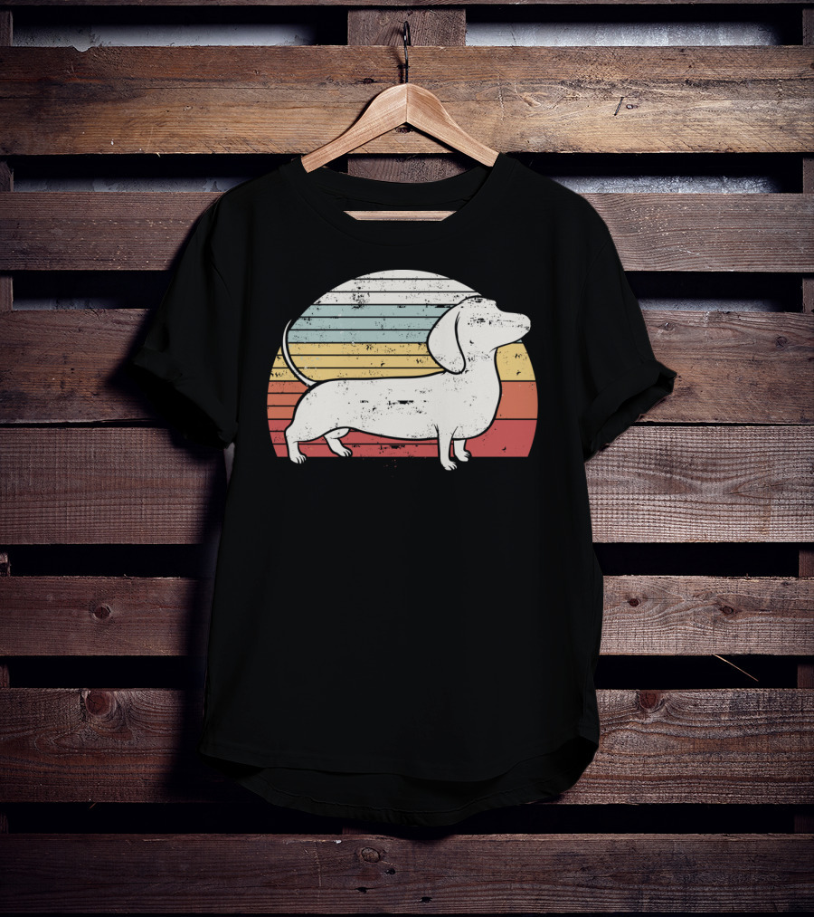 Retro Striped Cool Dachshund Dog Weiner Dog Fans T-Shirt