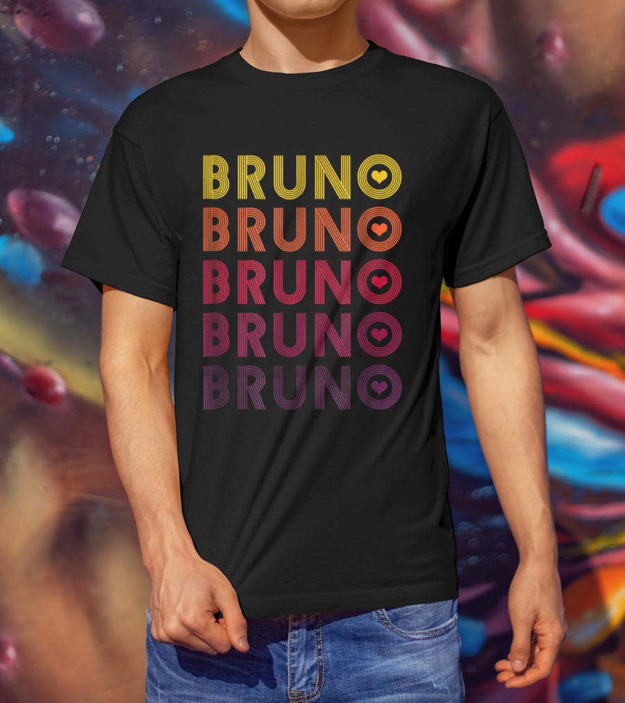 Bruno Lover Heart Gradient Retro T-Shirt