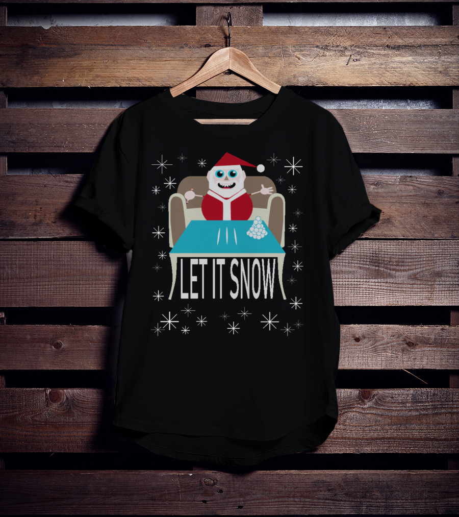 Santa With Snowballs Let It Snow Party Cute Funny T-Shirt