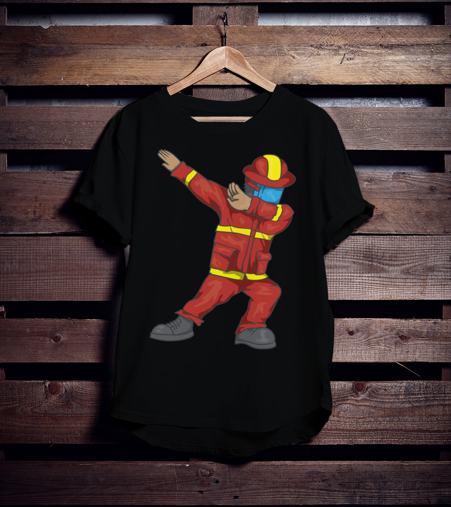 Dabbing Firefighter Cute Dancing Firefighter Red T-Shirt