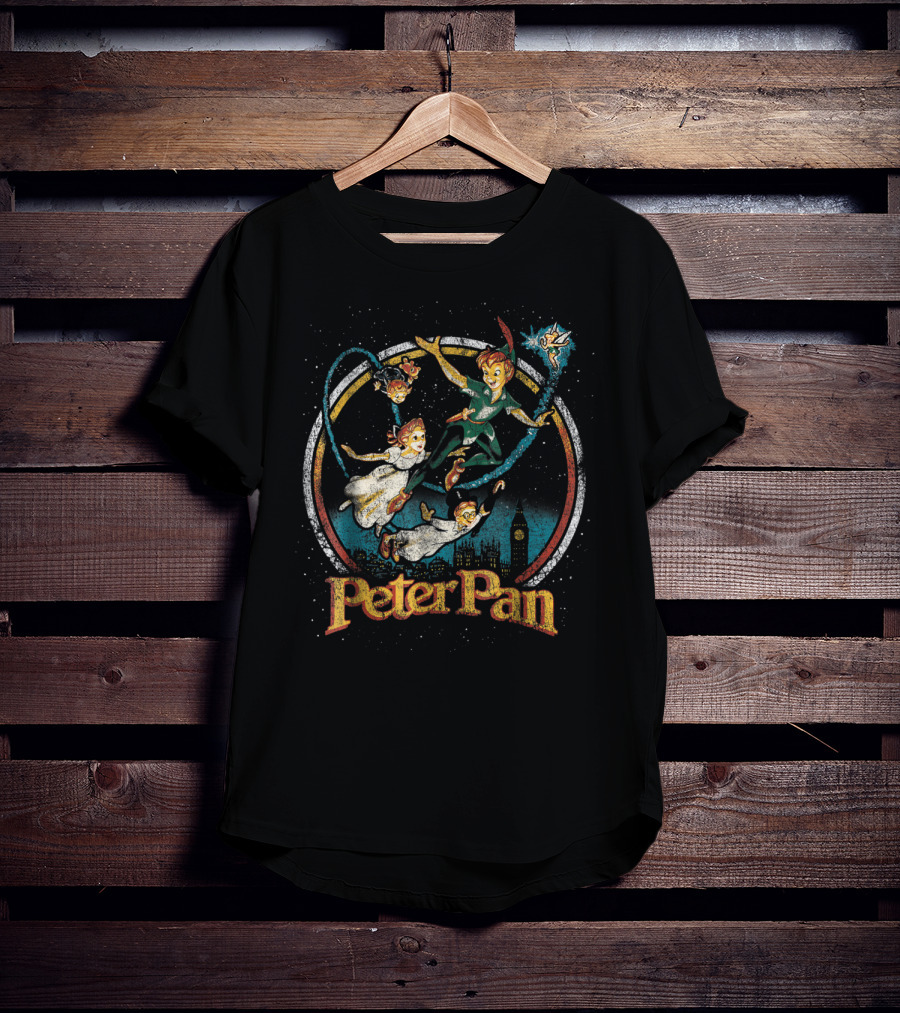 Peter Pan Flying Over London With Tinkerbell And Friends Disney T-Shirt
