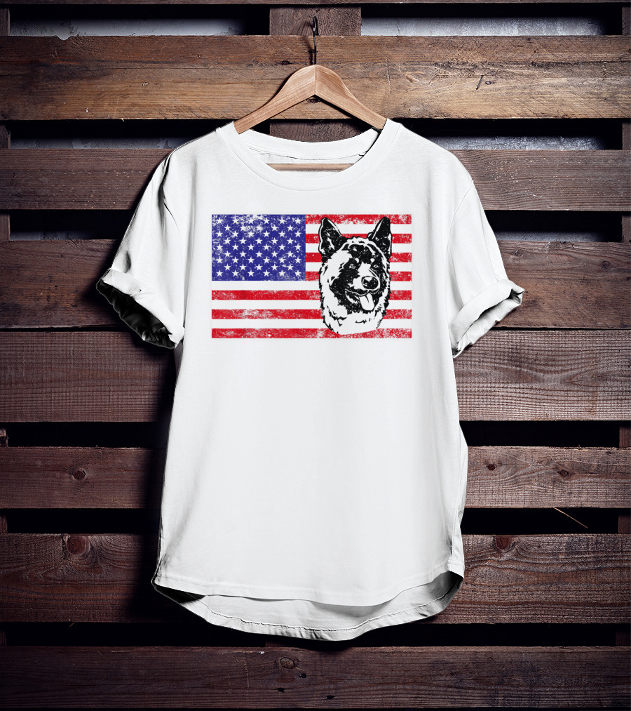 Funny Akita Dog Lover Owner American Flag Dog Head T-Shirt