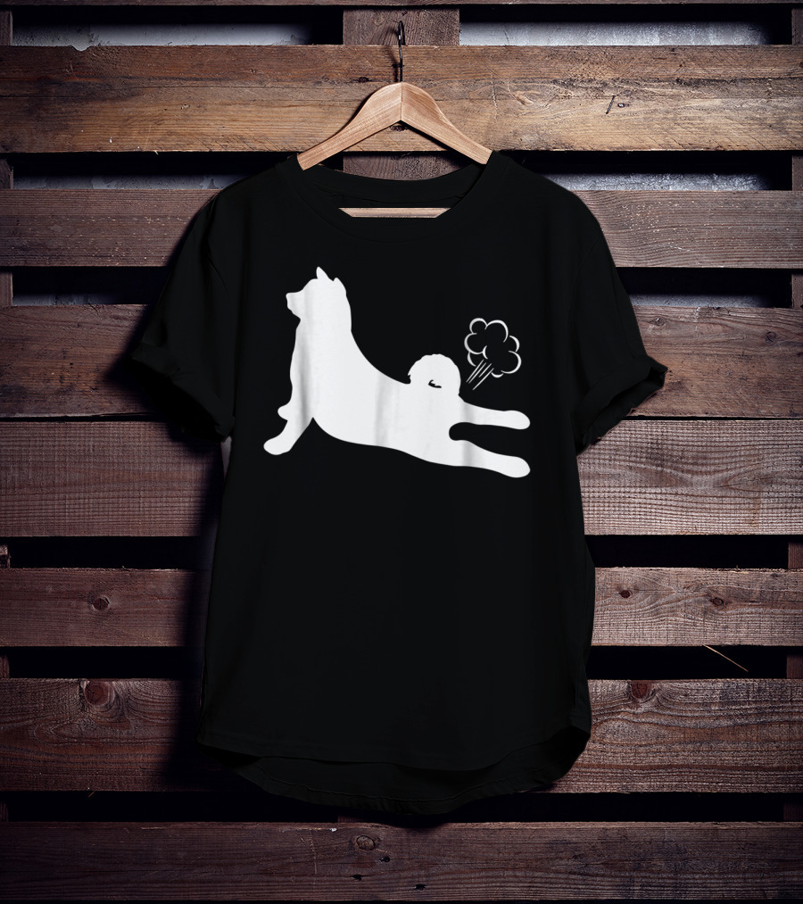 Funny Akita Farting Fart Dog Silhouette With Farts T-Shirt