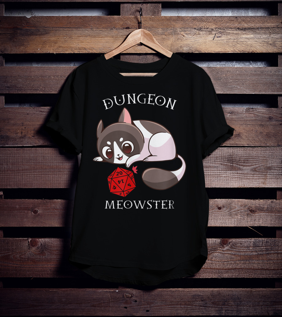 Dungeon Meowster Nerd RPG Table Top Funny Cat T-Shirt