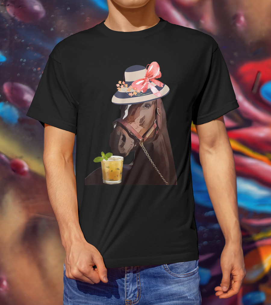 Dapper Horse With Hat And Mint Julep At Funny Derby Party T-Shirt
