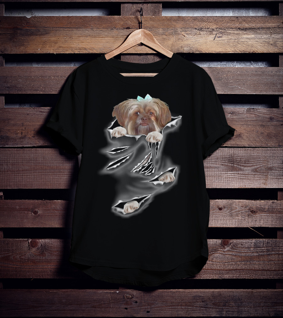 Glen Mcdaniel Torn Pocket Dog Scratch Peeking Pup T-Shirt