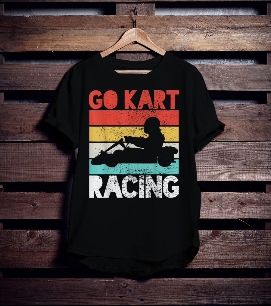 GO KART RACING Retro Stripes T-Shirt
