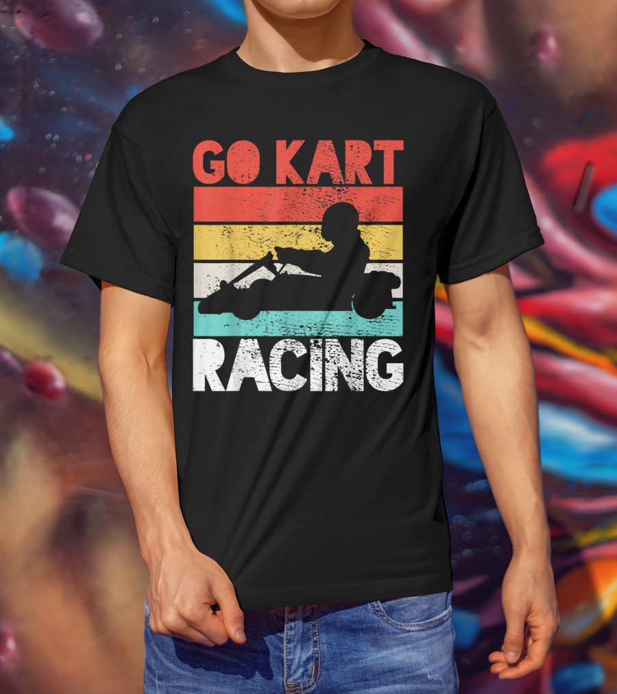GO KART RACING Retro Stripes T-Shirt