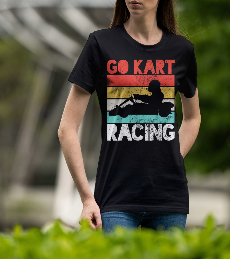 GO KART RACING Retro Stripes T-Shirt