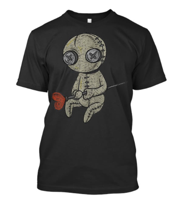Halloween Heartbroken Suffering Sewed Doll With Red Heart T-Shirt