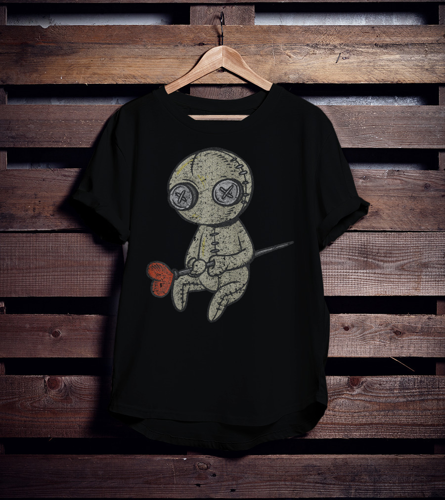 Halloween Heartbroken Suffering Sewed Doll With Red Heart T-Shirt