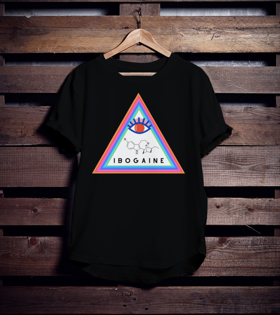 Ibogaine Molecular Structure Rainbow Triangle With Eye T-Shirt